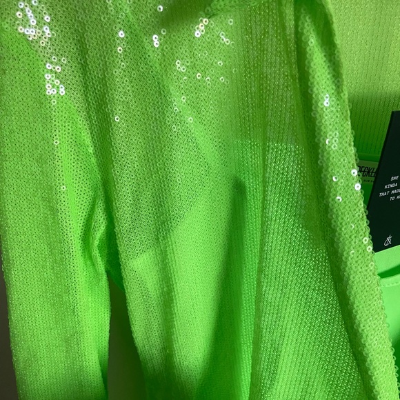 Green Sequin Wrap Dress - Picture 2 of 5